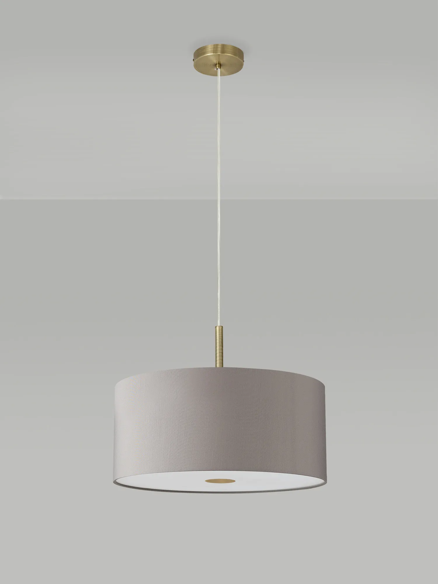 Baymont 40cm 3 Light Pendant Antique Brass, Grey, Frosted Diffuser DK0402  Deco Baymont AB GR
